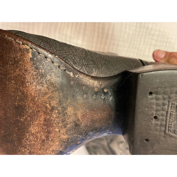 Vintage Tony Lama 8954 Kangaroo Cowboy Boots Men's 8D Brush-Off Gray Black Rare - Picture 9 of 12